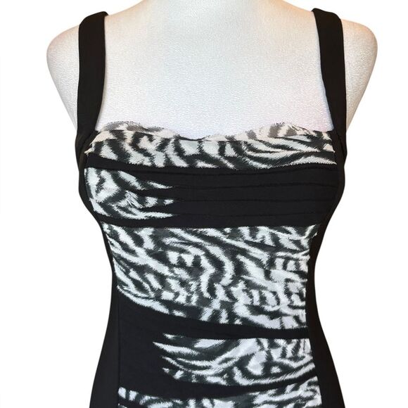 Nina Austin Silk Blend Cocktail Dress Knee Length Zebra Print Womens Size Small - Picture 3 of 9